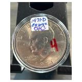 1971-D Eisenhower Dollar Coin in Capsule