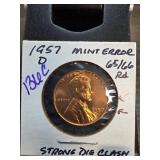 1957-D Lincoln Cent Mint Error Coin