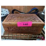 Wooden Box With Carved Floral Design