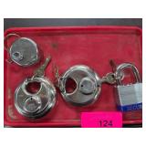 Four Metal Padlocks with Keys