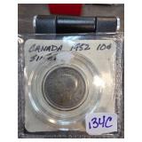 1952 Canadian 10-Cent Coin in Protective Case