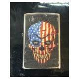 Zippo Lighter with American Flag Skull Design