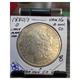 1880/7-O Morgan Silver Dollar AU50