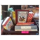 Cookbooks and Wooden Stamp