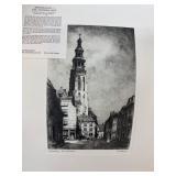 Etching of Middelburg, Netherlands by R. L. Burles