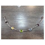 Sterling Silver Bracelet With Multicolor Gemstones