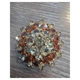 Gold-Tone Brooch with Faceted Stones