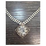 Rhinestone Necklace With Intricate Pendant