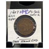 1907 Indian Head Cent, FS-302, Snow-2 Variety