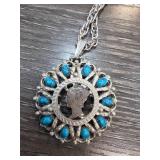 Mercury Dime Cutout Pendant With Turquoise Beads