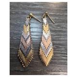 Sterling Silver Multi-Tone Chevron Earrings