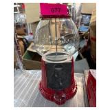 Red Metal and Glass Gumball Machine