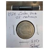 1924 Costa Rica 25 Centimos Coin