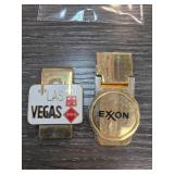 Two Metal Money Clips: Las Vegas & Exxon
