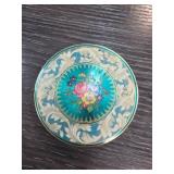 Stratton Floral Compact with Turquoise Enamel