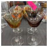 Four Color-Tinted Stemmed Glasses