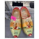 Hand-Painted Wooden Clogs with Windmill Design