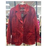 Red DG2 Velvet Jacket with Button Closure