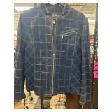Susan Graver Style Denim Jacket with Grid Pattern