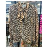 Newport News Leopard Print Silk Blouse