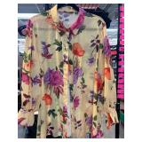 Floral Sheer Button-Down Shirt by Iman