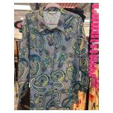 Jaclyn Smith Sheer Paisley Blouse in Blue and Gree