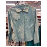 Denim & Co. Leather Jacket, Mint Green, Size M