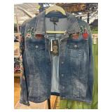Blue Denim Jacket with Floral Embroidery