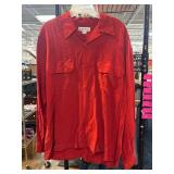 Quick Peek Red 100% Silk Button-Up Shirt