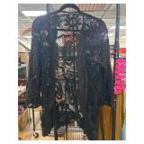 Nina Leonard 1X Black Crochet Cardigan