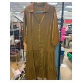 Nina Leonard Tiered Olive Dress