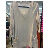 LOGO Lori Goldstein Beige Top With Pockets