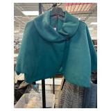 Tiziana Cervasio Teal Wool Blend Cape Coat