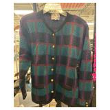Tally-Ho Button-Up Knit Plaid Cardigan Sweater