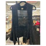 Black Knit Sleeveless Vest With Fur Texture
