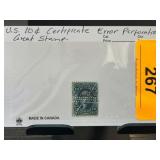 U.S. 10-Cent Certificate Stamp With Error