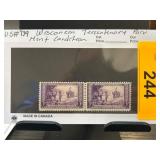 Wisconsin Territory Pair Postage Stamps Mint