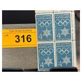 Block of 4 1960 VIII Olympic Winter Games Stamps
