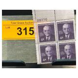 Block of Four 4-Cent John Foster Dulles Stamps