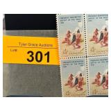 Block of Frederic Remington 4-Cent Stamps