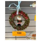 Santa Wreath Ornament with Red Bow