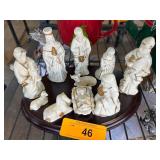 Ceramic Nativity Scene With Gold Accents