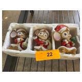 Three Santa Mouse Figurines