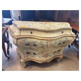 Hand-Painted Bombe-Style Wood Chest