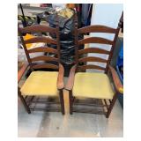 Two Wooden Ladder Back Armchairs