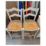 Distressed Wooden Chairs with Rush Seats