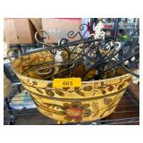 Decorative Painted Tin Tub with Iron Accents