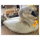 Handcrafted Painted Wooden Swan Figurine