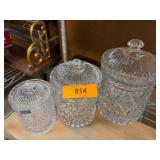 Three Dublin Collection Crystal Canisters