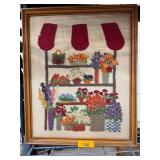 Framed Floral Needlepoint Artwork